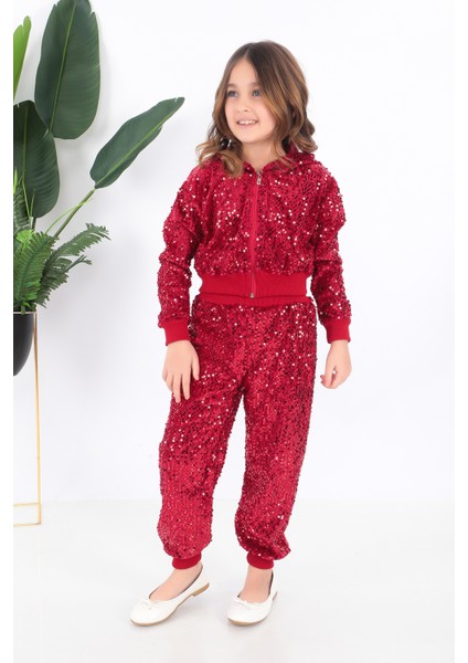 KADIKÖY KOSTÜM Kız Çocuk Kırmızı Kapşonlu Pul Payet Dansçı Kostümü modelleri