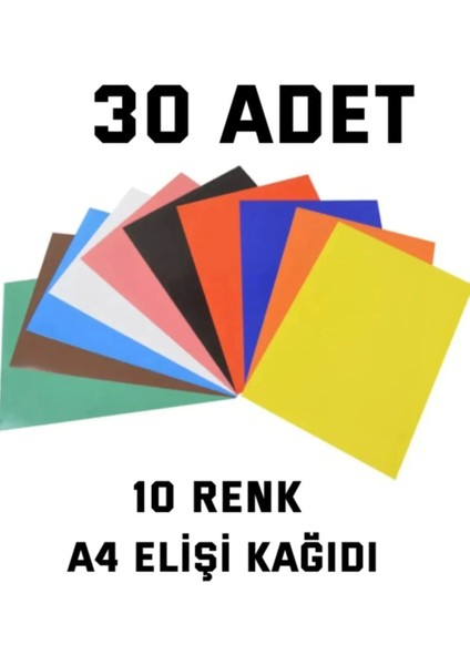30 Adet A4 Elişi Kağıdı Karışık Renk El Işi Kağıdı