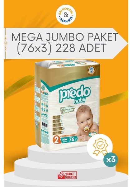 Premium Comfort Bebek Bezi 2 Numara (5-8kg) Mini 228 Adet