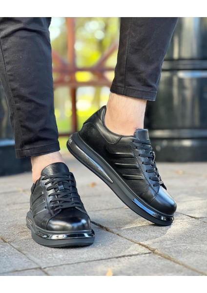 Black Tillew 0989 Hakiki Deri Siyah Erkek Sneaker Siyah