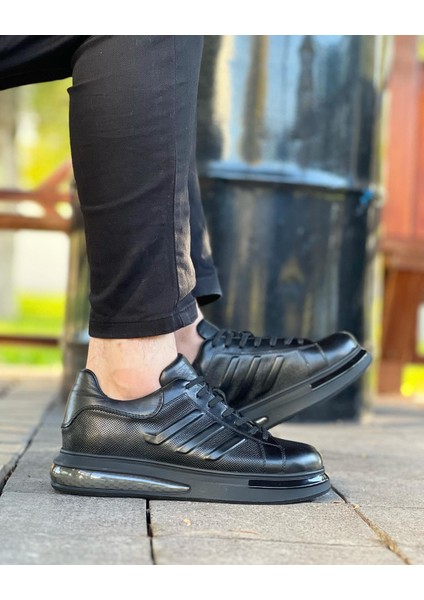 Black Tillew 0989 Hakiki Deri Siyah Erkek Sneaker Siyah