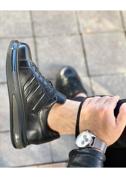 Black Tillew 0989 Hakiki Deri Siyah Erkek Sneaker Siyah