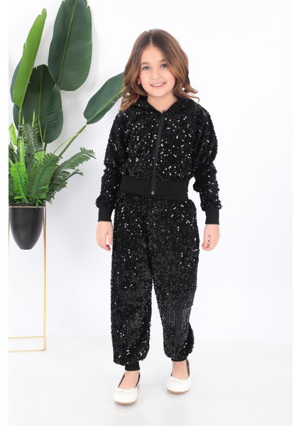 KADIKÖY KOSTÜM Kız Çocuk Siyah Kapşonlu Pul Payet Dançı Kostümü fiyatları