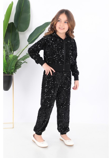 KADIKÖY KOSTÜM Kız Çocuk Siyah Kapşonlu Pul Payet Dançı Kostümü modelleri