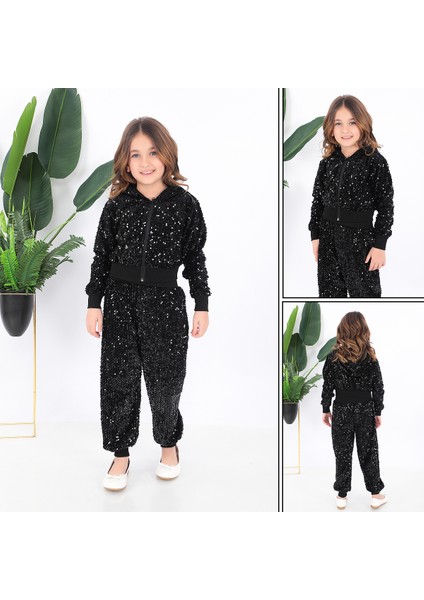 KADIKÖY KOSTÜM Kız Çocuk Siyah Kapşonlu Pul Payet Dançı Kostümü fırsatları