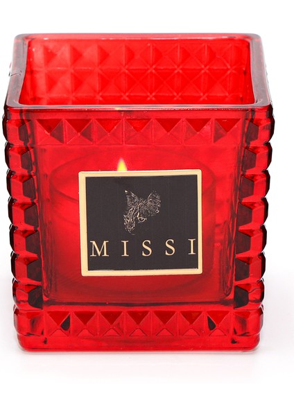 Kırmızı Kristal Kare Cam Mumluk ve Tealight Seti (8x8 Cm)