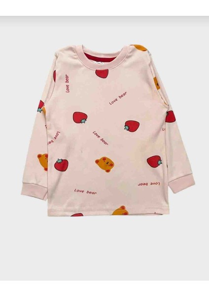Kız Çocuk Pembe Çilek Desenli Uzun Kollu Pijama Takımı fiyatları