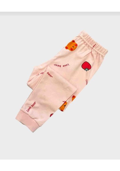 Kız Çocuk Pembe Çilek Desenli Uzun Kollu Pijama Takımı modelleri