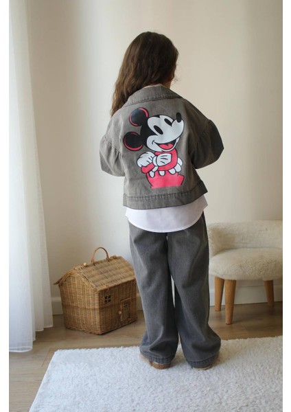 Bayramlık Minnie Mouse Detaylı Kot 3'lü Kız Çocuk Takım