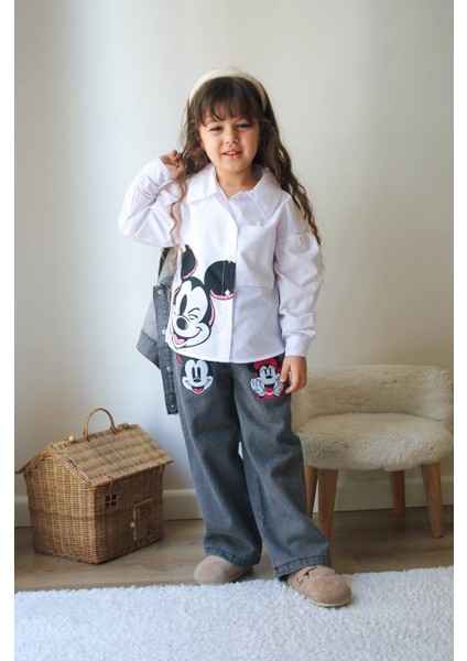 Bayramlık Minnie Mouse Detaylı Kot 3'lü Kız Çocuk Takım fiyatları