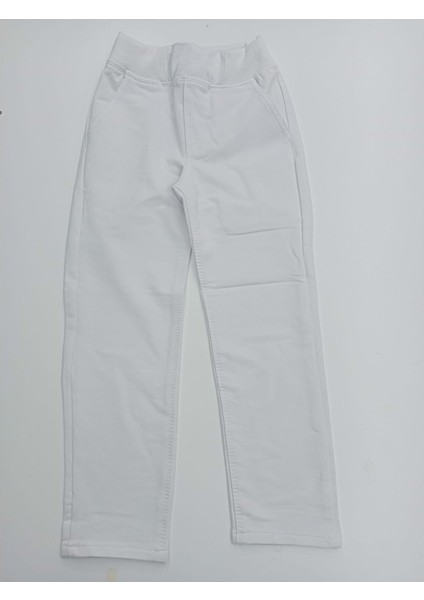 Ilkokul Ribinalı Penye Pantalon - Beyaz - Standart