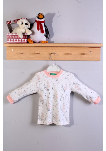 Çiçek Desenli Kız Bebek Pijama Eşofman Takımı Pembe