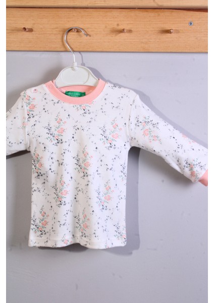 Çiçek Desenli Kız Bebek Pijama Eşofman Takımı Pembe