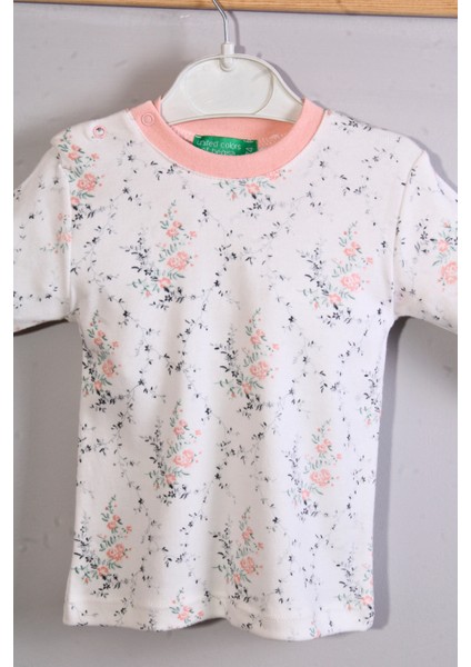 Çiçek Desenli Kız Bebek Pijama Eşofman Takımı Pembe