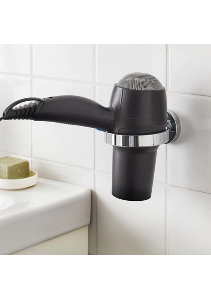2 Adet Fön Makinesi Askısı Banyo Askısı Çap 9 cm Ikea 2'li Set Saç Kurutma Tutucu Asma Aparatı Metal