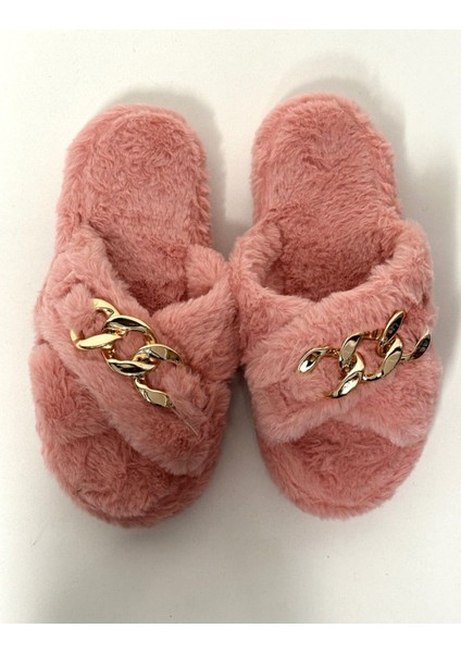 Kışlık Kadın Çapraz Tüylü Zincirli Yumuşak Taban Günlük Ev Terliği fiyatları