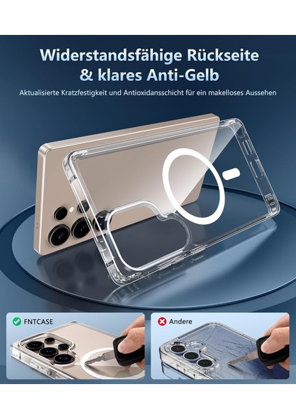 Samsung Galaxy S25 Ultra Kılıf Magsafe Wireless Kablosuz Şarj Destekli Sert Silikon Şeffaf Kapak Manyetik