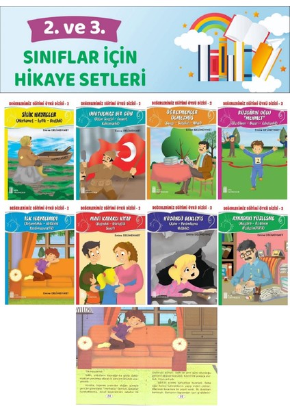 2.ve 3.sınıflar Için Okumayı Sevdiren Değerler Eğitimi 8 Li Hikaye Seti (48 Sayfa)