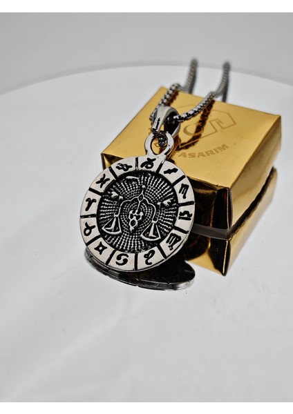 Burç Zodyak Çelik Kolye - Kadın Erkek Unisex Çelik Özel Tasarım Astroloji Kolye modelleri