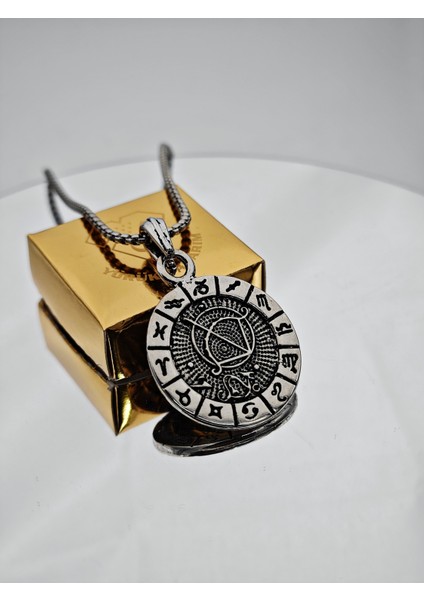 Burç Zodyak Çelik Kolye - Kadın Erkek Unisex Çelik Özel Tasarım Astroloji Kolye