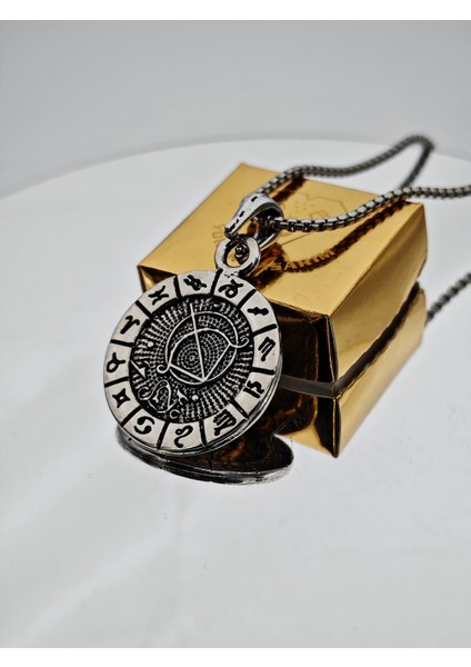 Burç Zodyak Çelik Kolye - Kadın Erkek Unisex Çelik Özel Tasarım Astroloji Kolye modelleri