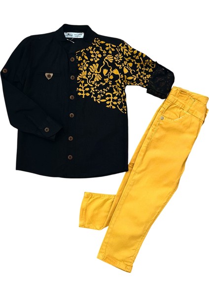 Desenli Gömlek ve Pantalonlu Ikili Çoçuk Takımı fiyatları