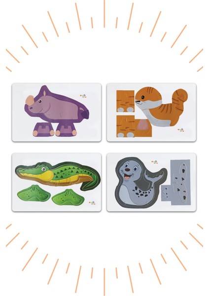 Baby Maket 8 Farklı Hayvan (Timsah,fok,gergedan,kedi ve Tavşan,papağan,kaplumbağa,dinozor)