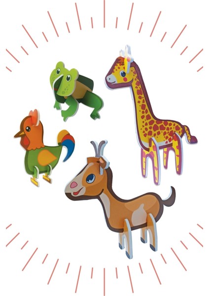 Baby Maket 8 Farklı Hayvan (Geyik, Kurbağa, Zürafa, Horoz ve Zebra ,balık, At, Köpek)