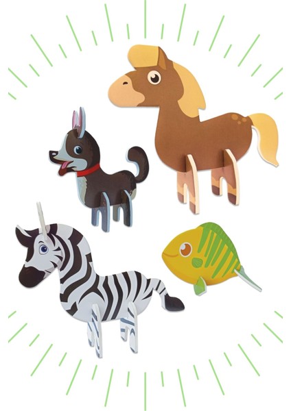 Baby Maket 8 Farklı Hayvan (Geyik, Kurbağa, Zürafa, Horoz ve Zebra ,balık, At, Köpek)