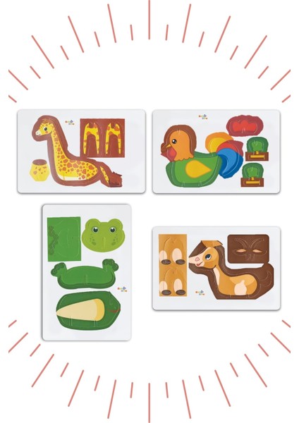Baby Maket 8 Farklı Hayvan (Geyik, Kurbağa, Zürafa, Horoz ve Zebra ,balık, At, Köpek)