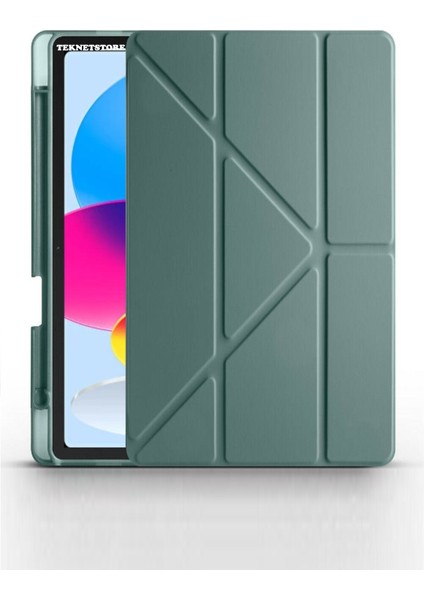 Ipad A16 (11.NESİL) 2025 10. Nesil 10.9 Kılıf Kalem Bölmeli Arkası Silikon Standlı Uyku Modlu Kapak Ekran Koruyucu Kalem SET