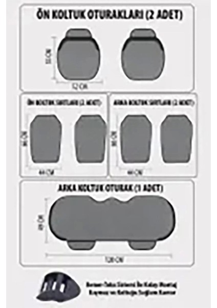 Araba Terletmez Ergonomik Koltuk Minderi (7 Parça) - 5 Koltuk Tam Set Siyah Beyaz