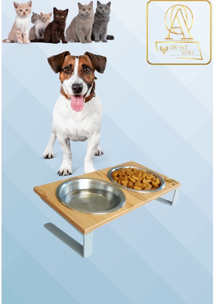 Kedi ve Köpekler Için Sağlıklı Yeme Standı, %10 Eğimli Tasarım ve Kaymaz Ayaklar