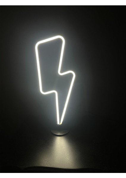 Dgrk 3D Özel Basım Filament Işıklı Tasarım Şimşek Neon LED Gece Lambası Dekoratif