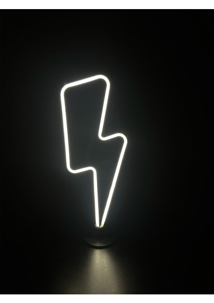 Dgrk 3D Özel Basım Filament Işıklı Tasarım Şimşek Neon LED Gece Lambası Dekoratif