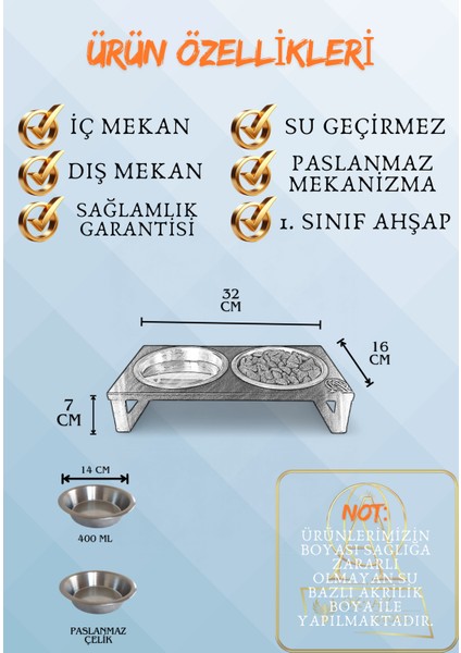 Kedi ve Köpekler Için Sağlıklı Yeme Standı, %10 Eğimli Tasarım ve Kaymaz Ayaklar