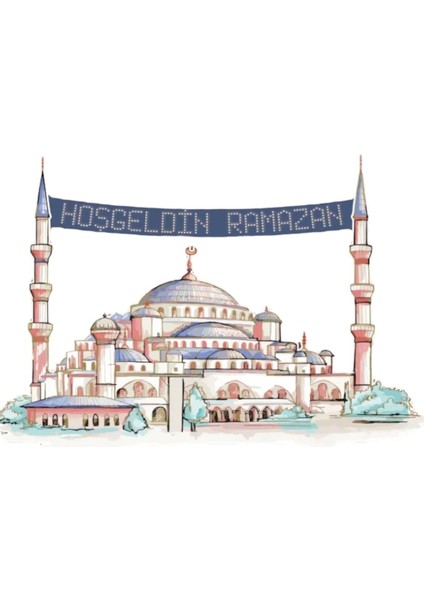 Hoşgeldin Ramazan Yazılı Ayasofya Cami Süsü fiyatları