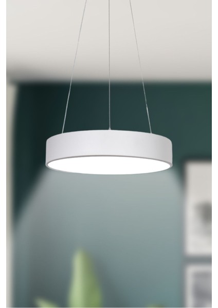 Dakota Modern Panel Ledli Salon Oturma Odası Yatak Odası Mutfak Beyaz Renk LED Avize (Beyaz Işık)