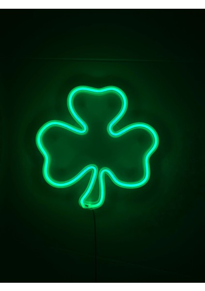 Dgrk 3D Özel Basım Filament Işıklı Tasarım Yonca Figürlü Neon LED Lambası Dekoratif