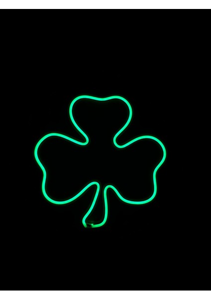 Dgrk 3D Özel Basım Filament Işıklı Tasarım Yonca Figürlü Neon LED Lambası Dekoratif