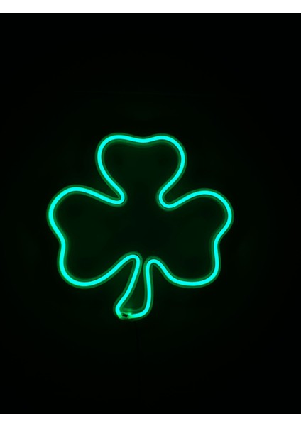 Dgrk 3D Özel Basım Filament Işıklı Tasarım Yonca Figürlü Neon LED Lambası Dekoratif
