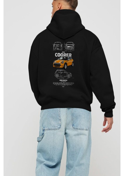 Mını Cooper 1 Arka Baskılı Hoodie Oversize Kapüşonlu Sweatshirt Erkek Kadın Unisex modelleri