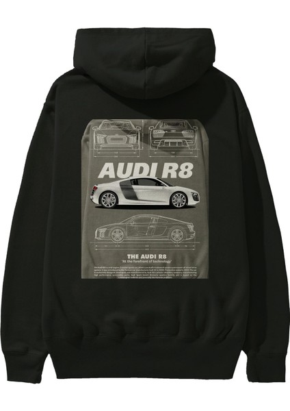Audı R8 Arka Baskılı Hoodie Oversize Kapüşonlu Sweatshirt Erkek Kadın Unisex fiyatları