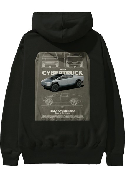 Tesla Cybertruck Arka Baskılı Hoodie Oversize Kapüşonlu Sweatshirt Erkek Kadın Unisex fiyatları