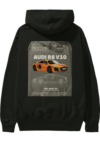Audi R8 V10 1 Arka Baskılı Hoodie Oversize Kapüşonlu Sweatshirt Erkek Kadın Unisex fiyatları