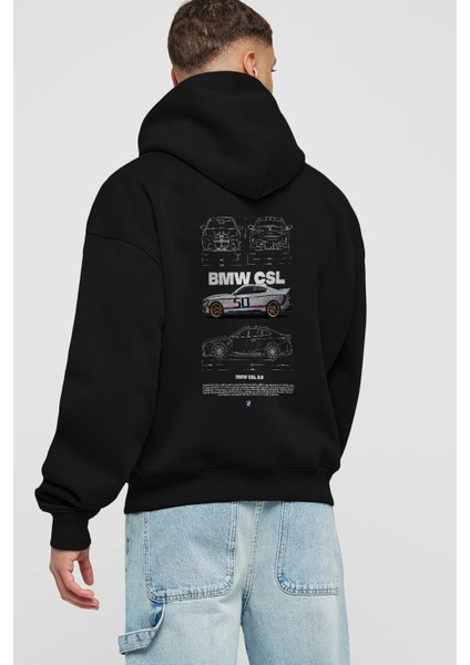 Bmw Csl 1 Arka Baskılı Hoodie Oversize Kapüşonlu Sweatshirt Erkek Kadın Unisex