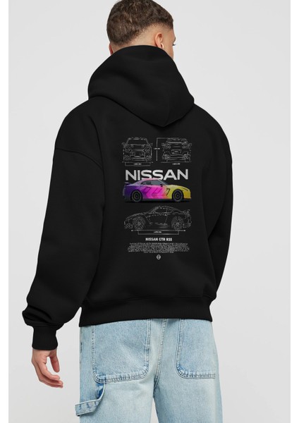 Nıssan Gtr R35 Arka Baskılı Hoodie Oversize Kapüşonlu Sweatshirt Erkek Kadın Unisex