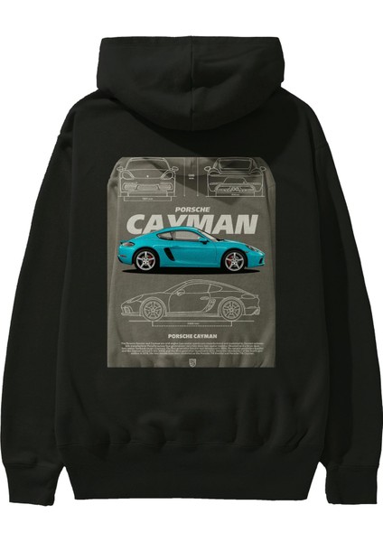 Porsche Cayman Blue Arka Baskılı Hoodie Oversize Kapüşonlu Sweatshirt Erkek Kadın Unisex fiyatları