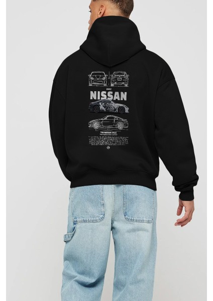 Nıssan 350Z 4 Arka Baskılı Hoodie Oversize Kapüşonlu Sweatshirt Erkek Kadın Unisex modelleri