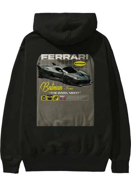 Batman x Ferrarı Arka Baskılı Hoodie Oversize Kapüşonlu Sweatshirt Erkek Kadın Unisex fiyatları